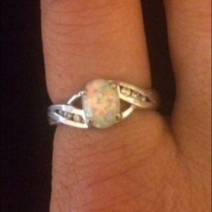Size 6 3/4 Real Opal Sterling Silver Ring Vintage